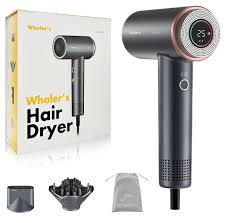 WHALER'S Hair Dryer, Professional Ionic Hair Dryer with Diffuser and Concentrator, 1400W, 4 Speeds, 4 Settings, 1.4kW, 120V, Includes Replacement Brush Head, Hair Dryer for Home and Travel Use