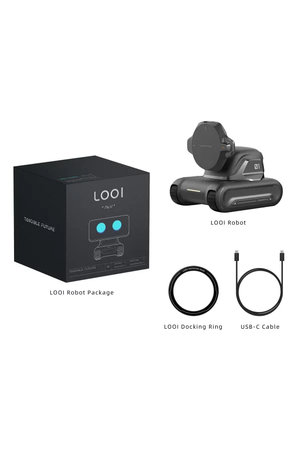 LOOI Robot-Space Black – AI Desktop Companion with ChatGPT Voice Interaction, Memory, Personality, Gesture & Face Recognition, Emotional Support, and 10W Wireless Charging