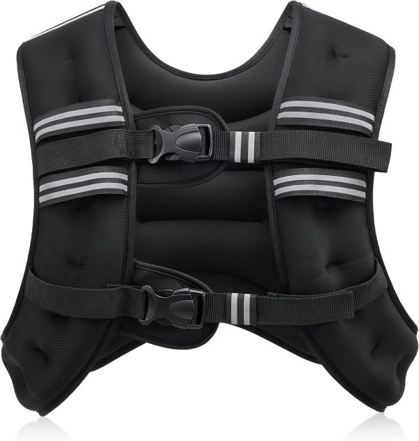 ZELUS Weighted Vest, 6lb/8lb/12lb/16lb/20lb/25lb/30lb Weight Vest with Reflective Stripe for Workout, Strength Training, Running, Fitness, Muscle Building, Weight Loss, Weightlifting