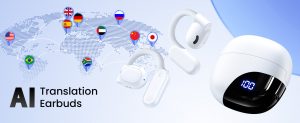 AI Translation Earbuds Real Time 164 Languages 80H Playtime Translator Ear Buds Audifonos Traductores Inglés Español Wireless Earphones Bluetooth Headphones for Travel Business Meeting Learning White